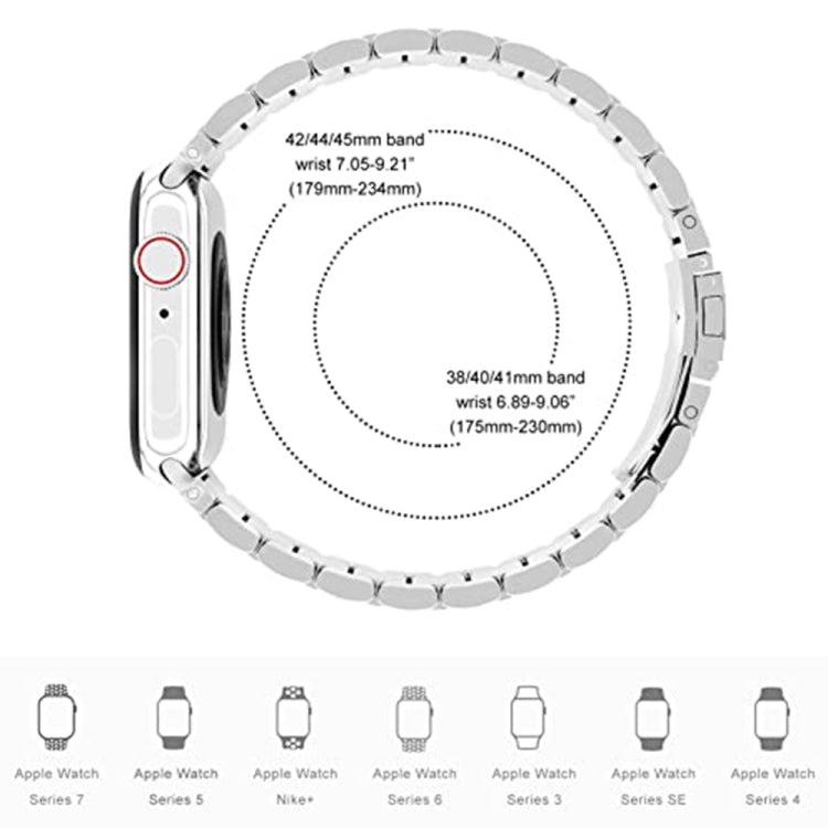 Lisslune | 5-Pearl Stainless Steel Watch Band for Apple Watch Ultra 49mm & Watch Ultra 2 49mm / Series 9 & 8 & 7 45mm / SE 3 & SE 2 & 6 & SE & 5 & 4 44mm / 3 & 2 & 1 42mm (Silver)