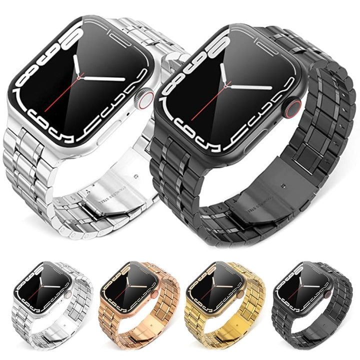 Lisslune | 5-Pearl Stainless Steel Bracelet for Apple Watch Ultra 49mm&Watch Ultra 2 49mm / Series 9&8&7 45mm / SE 3&SE 2&6&SE&5&4 44mm / 3&2&1 42mm (Rose Gold)