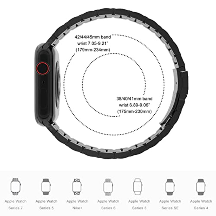 Lisslune | 5-pearls stainless steel bracelet for Apple Watch Series 9&8&7 41mm / SE 3&SE 2&6&SE&5&4 40mm / 3&2&1 38mm (Black)