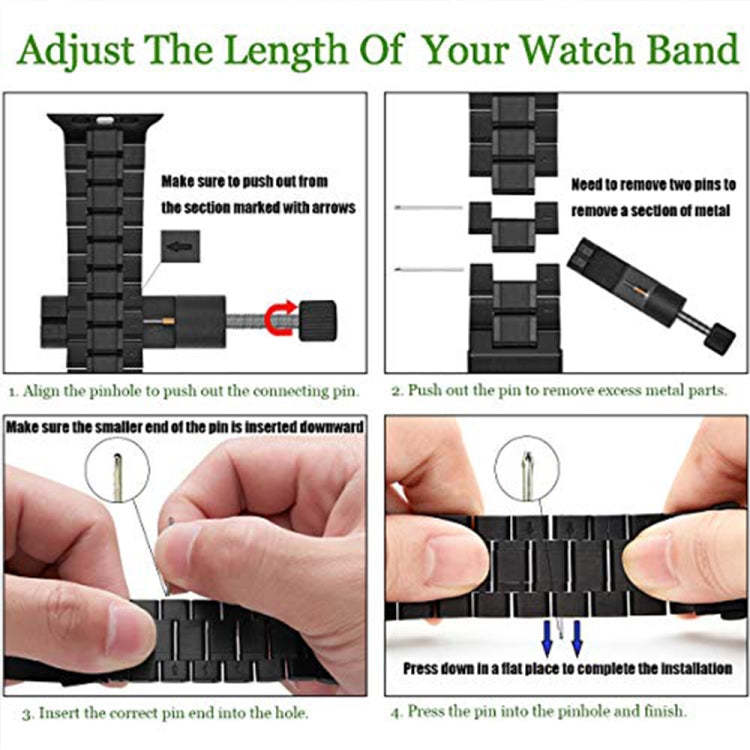 Lisslune | 5-pearls stainless steel bracelet for Apple Watch Series 9&8&7 41mm / SE 3&SE 2&6&SE&5&4 40mm / 3&2&1 38mm (Black)