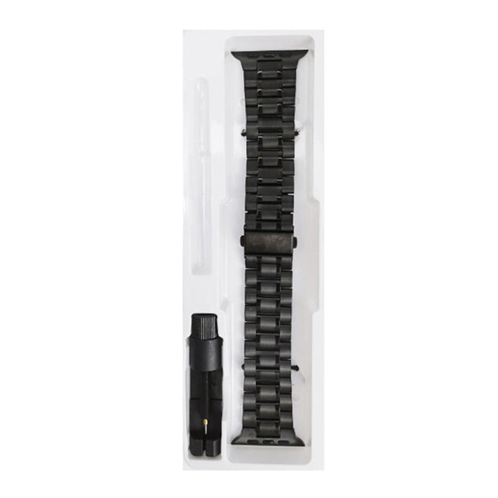 Lisslune | 5-pearls stainless steel bracelet for Apple Watch Series 9&8&7 41mm / SE 3&SE 2&6&SE&5&4 40mm / 3&2&1 38mm (Black)
