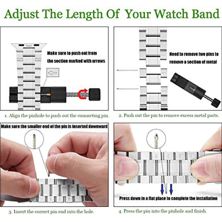 Lisslune | 5-bead stainless steel watch band for Apple Watch Series 9&8&7 41mm / SE 3&SE 2&6&SE&5&4 40mm / 3&2&1 38mm(Silver)