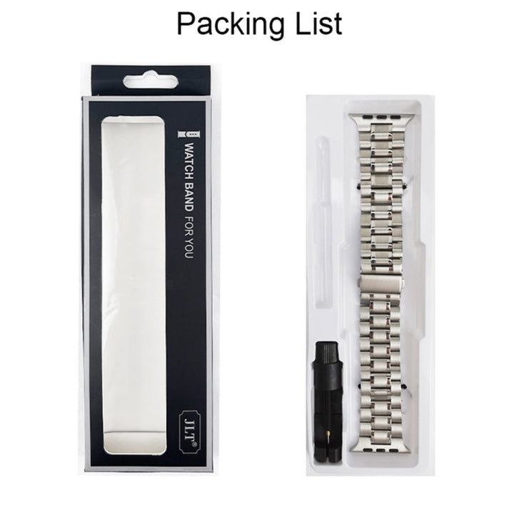 Lisslune | 5-bead stainless steel watch band for Apple Watch Series 9&8&7 41mm / SE 3&SE 2&6&SE&5&4 40mm / 3&2&1 38mm(Silver)
