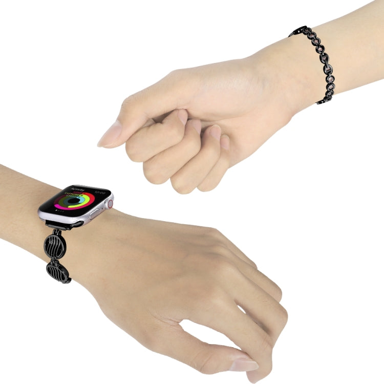 Lisslune | Crystal Texture Metal Bracelet for Apple Watch Ultra 49mm & Watch Ultra 2 49mm / Series 9 & 8 & 7 45mm / SE 3 & SE 2 & 6 & SE & 5 & 4 44mm / 3 & 2 & 1 42mm (Black)