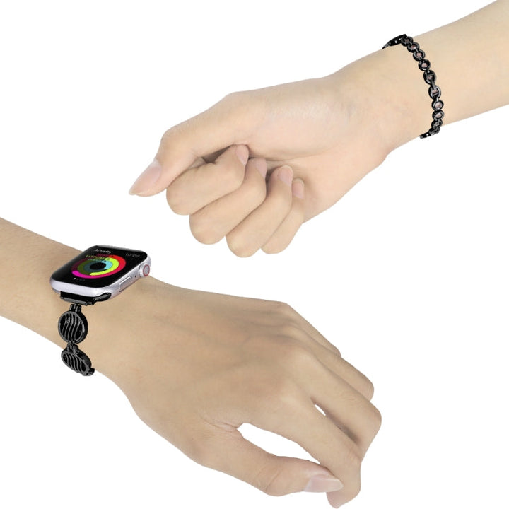 Lisslune | Crystal Texture Metal Bracelet for Apple Watch Ultra 49mm & Watch Ultra 2 49mm / Series 9 & 8 & 7 45mm / SE 3 & SE 2 & 6 & SE & 5 & 4 44mm / 3 & 2 & 1 42mm (Black)