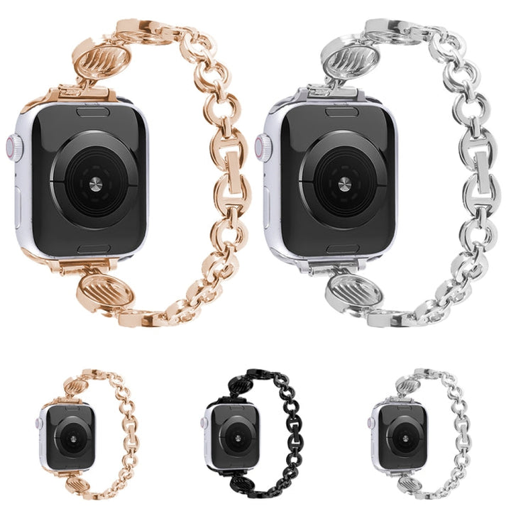 Lisslune | Crystal Texture Metal Bracelet for Apple Watch Ultra 49mm & Watch Ultra 2 49mm / Series 9 & 8 & 7 45mm / SE 3 & SE 2 & 6 & SE & 5 & 4 44mm / 3 & 2 & 1 42mm (Black)