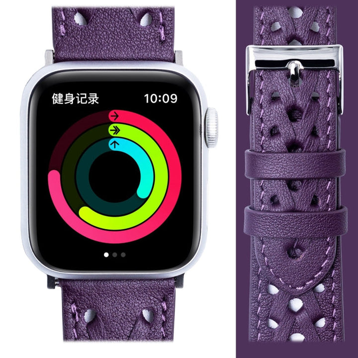 Lisslune | Leather Braided Bracelet for Apple Watch Ultra 49mm & Watch Ultra 2 49mm / Series 9 & 8 & 7 45mm / SE 3 & SE 2 & 6 & SE & 5 & 4 44mm / 3 & 2 & 1 42mm (Purple)