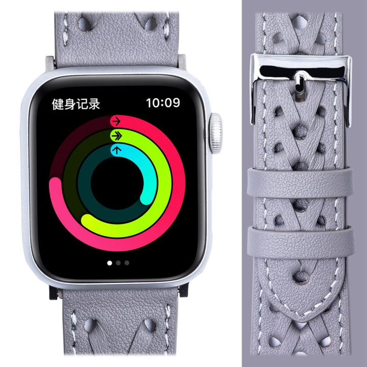 Lisslune | Leather Braided Watch Strap for Apple Watch Series 9&8&7 41mm / SE 3&SE 2&6&SE&5&4 40mm / 3&2&1 38mm (Gray)