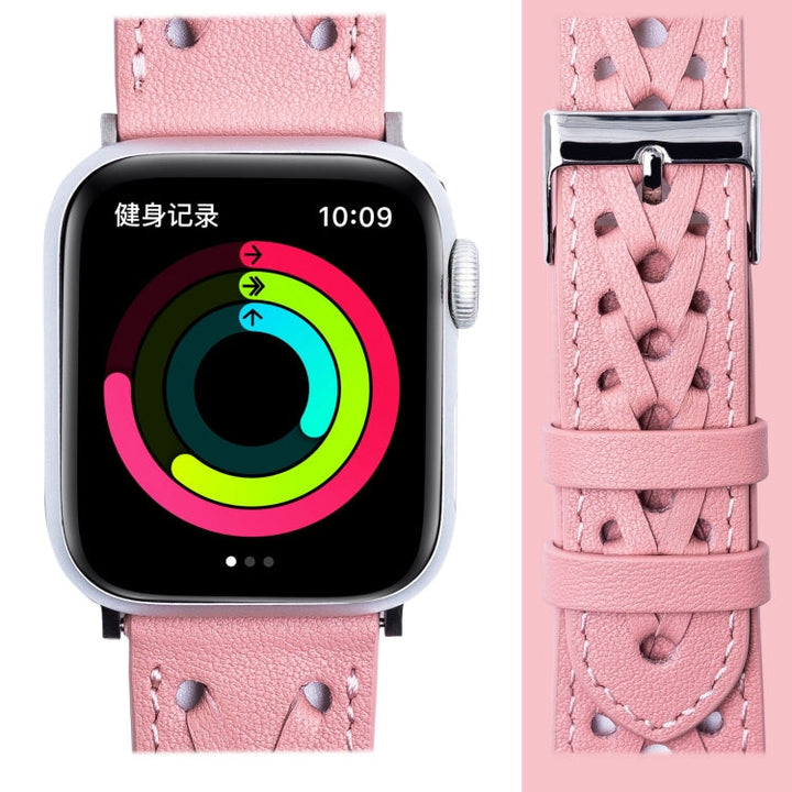 Lisslune | Leather Woven Watch Band For Apple Watch Series 9&8&7 41mm / SE 3&SE 2&6&SE&5&4 40mm / 3&2&1 38mm (Pink)