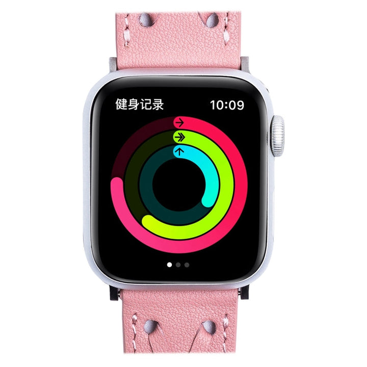 Lisslune | Leather Woven Watch Band For Apple Watch Series 9&8&7 41mm / SE 3&SE 2&6&SE&5&4 40mm / 3&2&1 38mm (Pink)
