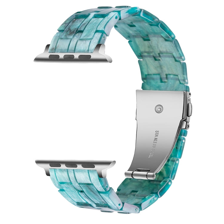 Lisslune | Five-Pearl Resin Watch Band For Apple Watch Ultra 49mm&Watch Ultra 2 49mm / Series 9&8&7 45mm / SE 3&SE 2&6&SE&5&4 44mm / 3&2&1 42mm(B Milky Way Green)