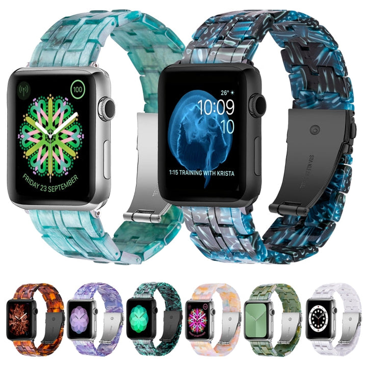 Lisslune | Five-Pearl Resin Watch Band for Apple Watch Ultra 49mm&Watch Ultra 2 49mm / Series 9&8&7 45mm / SE 3&SE 2&6&SE&5&4 44mm / 3&2&1 42mm (Claw Green)
