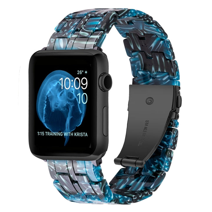 Lisslune | Five-Pearl-Resin-Watchband for Apple Watch Series 9&8&7 41mm / SE 3&SE 2&6&SE&5&4 40mm / 3&2&1 38mm (Midnight Blue)