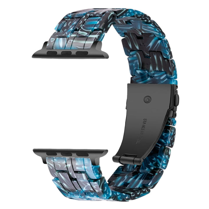 Lisslune | Five-Pearl-Resin-Watchband for Apple Watch Series 9&8&7 41mm / SE 3&SE 2&6&SE&5&4 40mm / 3&2&1 38mm (Midnight Blue)