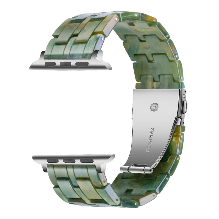 Lisslune | Five-Pearl-Resin-Watch-Band for Apple Watch Series 9&8&7 41mm / SE 3&SE 2&6&SE&5&4 40mm / 3&2&1 38mm (Aurora Green)