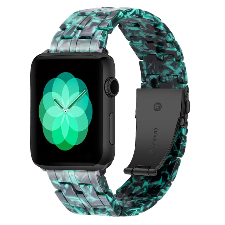 Lisslune | Five-Pearl-Resin-Watchband for Apple Watch Series 9&8&7 41mm / SE 3&SE 2&6&SE&5&4 40mm / 3&2&1 38mm (Claw Green)