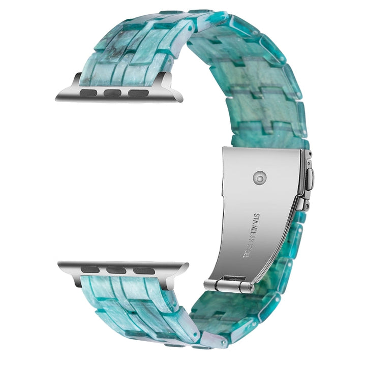 Lisslune | Five-Pearl-Resin-Watchband for Apple Watch Series 9&8&7 41mm / SE 3&SE 2&6&SE&5&4 40mm / 3&2&1 38mm (Milky Way Green)