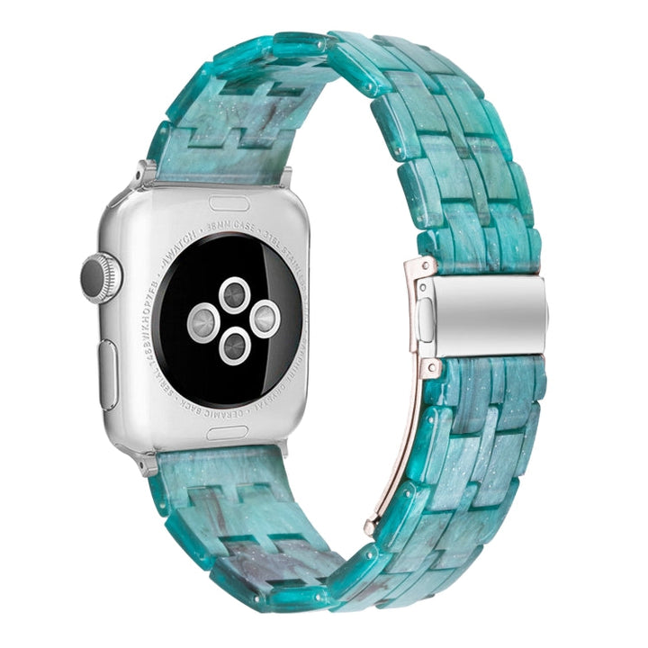 Lisslune | Five-Pearl-Resin-Watchband for Apple Watch Series 9&8&7 41mm / SE 3&SE 2&6&SE&5&4 40mm / 3&2&1 38mm (Milky Way Green)
