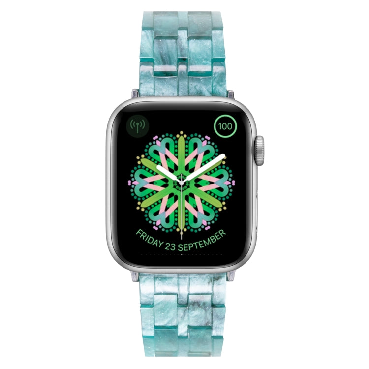 Lisslune | Five-Pearl-Resin-Watchband for Apple Watch Series 9&8&7 41mm / SE 3&SE 2&6&SE&5&4 40mm / 3&2&1 38mm (Milky Way Green)