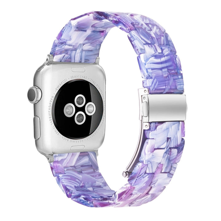 Lisslune | Five Pearl Resin Watch Band for Apple Watch Series 9&8&7 41mm / SE 3&SE 2&6&SE&5&4 40mm / 3&2&1 38mm (Purple Texture)