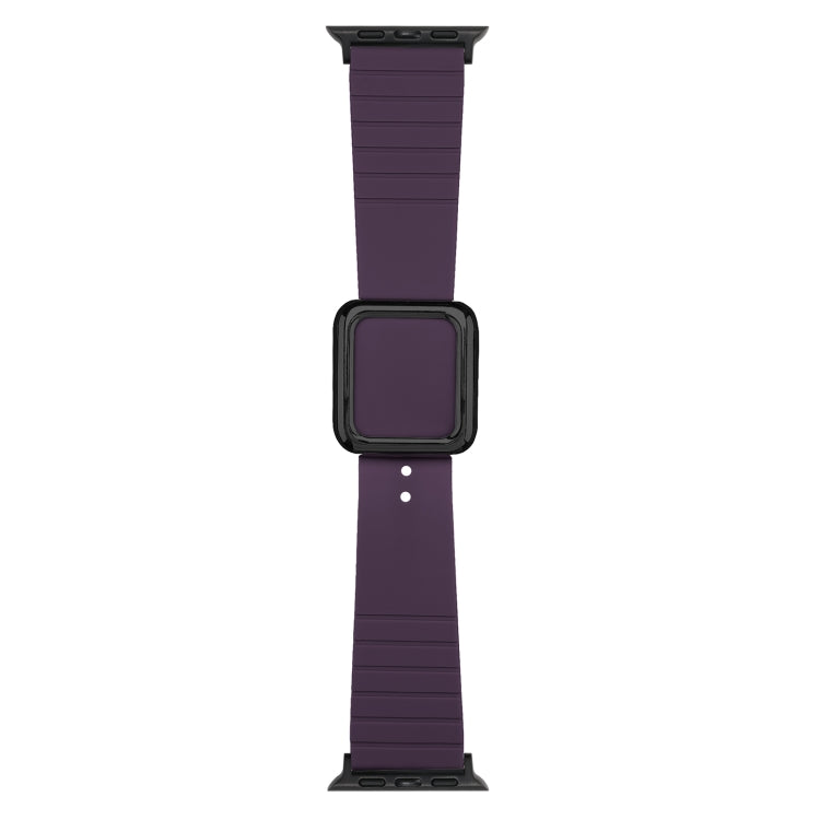 Lisslune | Black Square Buckle Silicone Watch Band for Apple Watch Ultra 49 mm & Watch Ultra 2 49 mm / Series 9 & 8 & 7 45 mm / SE 3 & SE 2 & 6 & SE & 5 & 4 44 mm / 3 & 2 & 1 42 mm (Cranberry-Cherry)