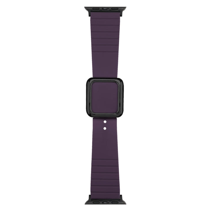 Lisslune | Black Square Buckle Silicone Watch Band for Apple Watch Ultra 49 mm & Watch Ultra 2 49 mm / Series 9 & 8 & 7 45 mm / SE 3 & SE 2 & 6 & SE & 5 & 4 44 mm / 3 & 2 & 1 42 mm (Cranberry-Cherry)