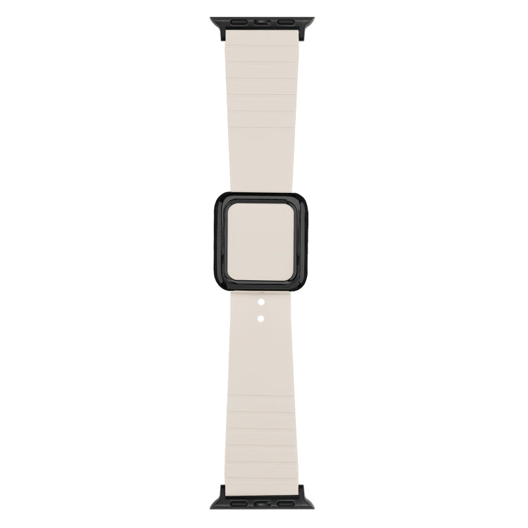 Lisslune | Black Square Buckle Silicone Bracelet for Apple Watch Ultra 49mm & Watch Ultra 2 49mm / Series 9 & 8 & 7 45mm / SE 3 & SE 2 & 6 & SE & 5 & 4 44mm / 3 & 2 & 1 42mm (Starlight)