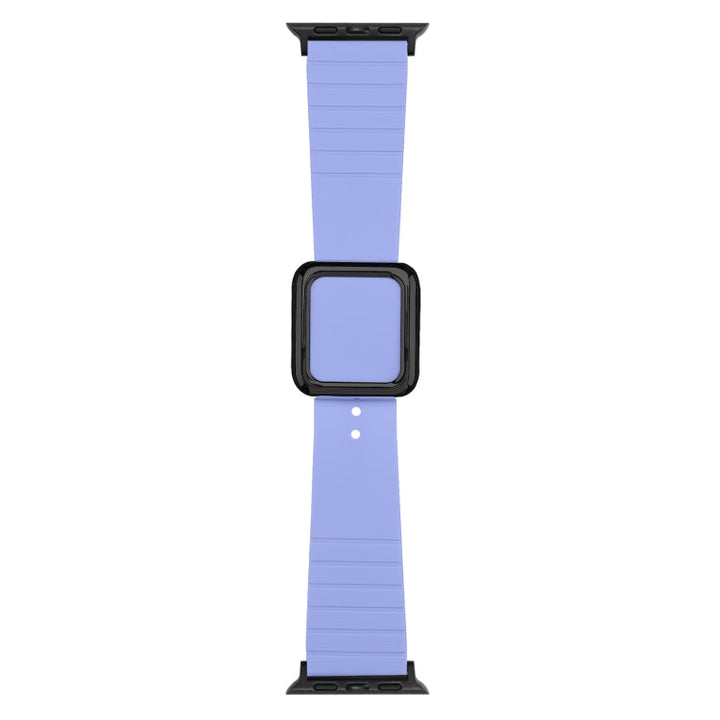 Lisslune | Black square buckle silicone watch strap for Apple Watch Ultra 49mm & Watch Ultra 2 49mm / Series 9 & 8 & 7 45mm / SE 3 & SE 2 & 6 & SE & 5 & 4 44mm / 3 & 2 & 1 42mm (Lavender)
