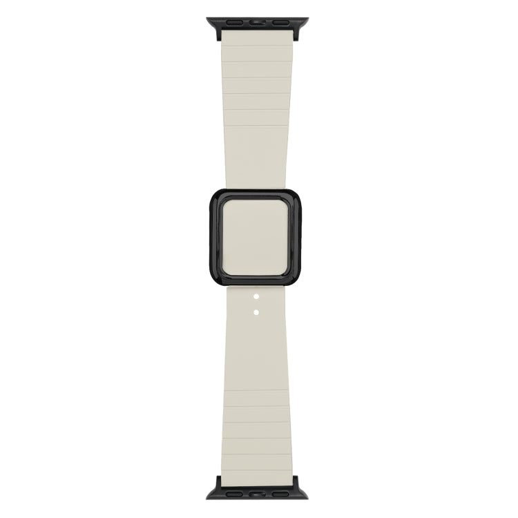 Lisslune | Black square buckle silicone watch band for Apple Watch Ultra 49mm & Watch Ultra 2 49mm / Series 9 & 8 & 7 45mm / SE 3 & SE 2 & 6 & SE & 5 & 4 44mm / 3 & 2 & 1 42mm (Beige)