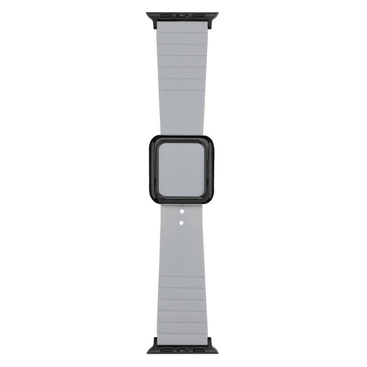 Lisslune | Black square buckle silicone strap for Apple Watch Ultra 49 mm & Watch Ultra 2 49 mm / Series 9 & 8 & 7 45 mm / SE 3 & SE 2 & 6 & SE & 5 & 4 44 mm / 3 & 2 & 1 42 mm (Cloud Grey)