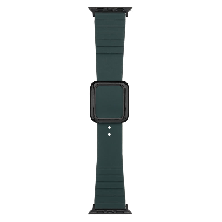 Lisslune | Black Square Buckle Silicone Watch Band for Apple Watch Ultra 49mm & Watch Ultra 2 49mm / Series 9 & 8 & 7 45mm / SE 3 & SE 2 & 6 & SE & 5 & 4 44mm / 3 & 2 & 1 42mm (Olive Green)