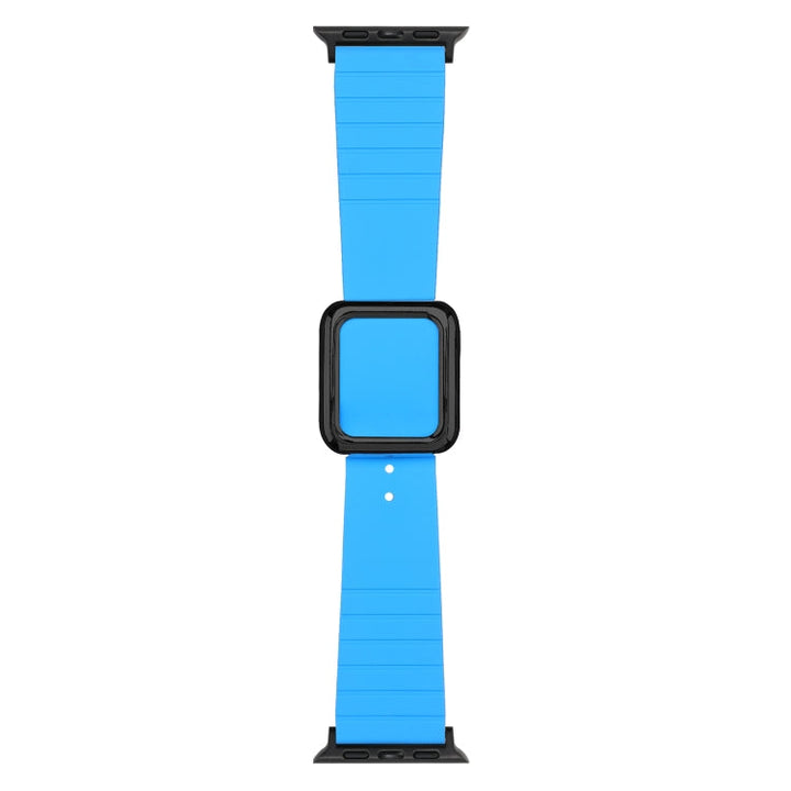 Lisslune | Black square buckle silicone watch band for Apple Watch Ultra 49mm & Watch Ultra 2 49mm / Series 9 & 8 & 7 45mm / SE 3 & SE 2 & 6 & SE & 5 & 4 44mm / 3 & 2 & 1 42mm (Blue)