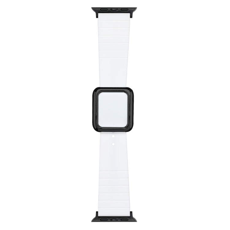 Lisslune | Black Square Buckle Silicone Bracelet for Apple Watch Ultra 49mm & Watch Ultra 2 49mm / Series 9 & 8 & 7 45mm / SE 3 & SE 2 & 6 & SE & 5 & 4 44mm / 3 & 2 & 1 42mm (White)