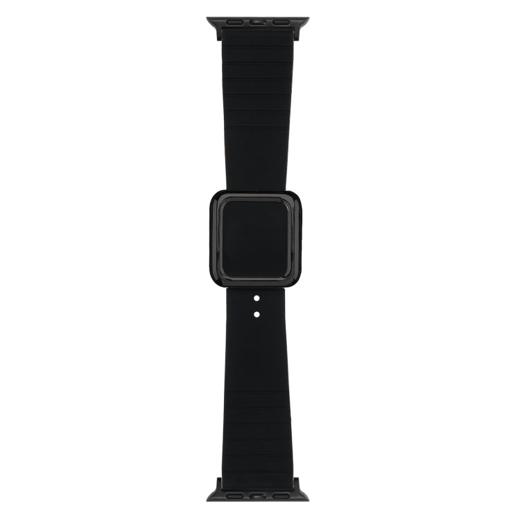 Lisslune | Black Square Buckle Silicone Watch Band for Apple Watch Series 9&8&7 41mm / SE 3&SE 2&6&SE&5&4 40mm / 3&2&1 38mm (Black)