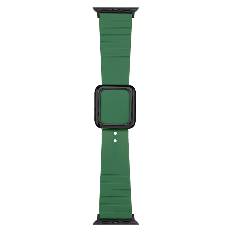 Lisslune | Black Square Buckle Silicone Band for Apple Watch Series 9&8&7 41mm / SE 3&SE 2&6&SE&5&4 40mm / 3&2&1 38mm (Alfalfa Grass)