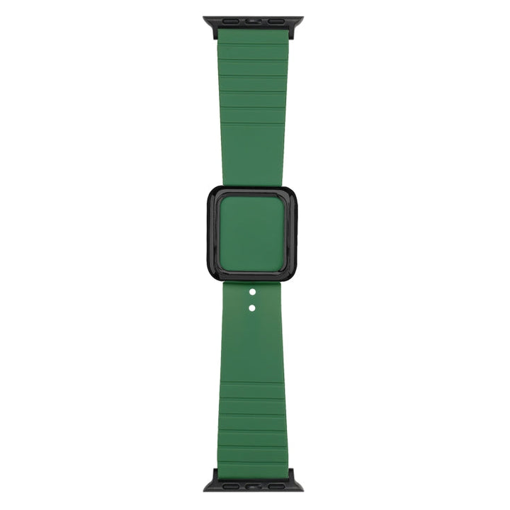 Lisslune | Black Square Buckle Silicone Band for Apple Watch Series 9&8&7 41mm / SE 3&SE 2&6&SE&5&4 40mm / 3&2&1 38mm (Alfalfa Grass)