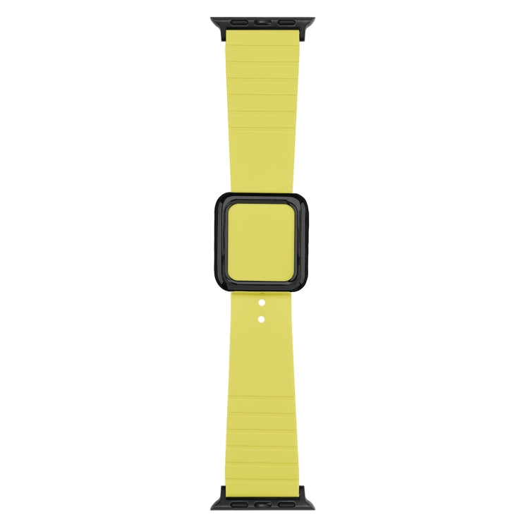 Lisslune | Black Square Buckle Silicone Watch Band for Apple Watch Series 9&8&7 41mm / SE 3&SE 2&6&SE&5&4 40mm / 3&2&1 38mm (Bright Lime Yellow)