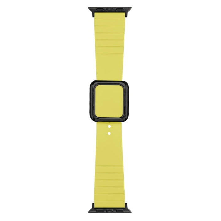 Lisslune | Black Square Buckle Silicone Watch Band for Apple Watch Series 9&8&7 41mm / SE 3&SE 2&6&SE&5&4 40mm / 3&2&1 38mm (Bright Lime Yellow)