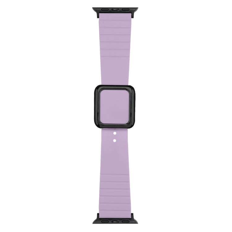 Lisslune | Black square buckle silicone watch band for Apple Watch Series 9&8&7 41mm / SE 3&SE 2&6&SE&5&4 40mm / 3&2&1 38mm (Light purple)