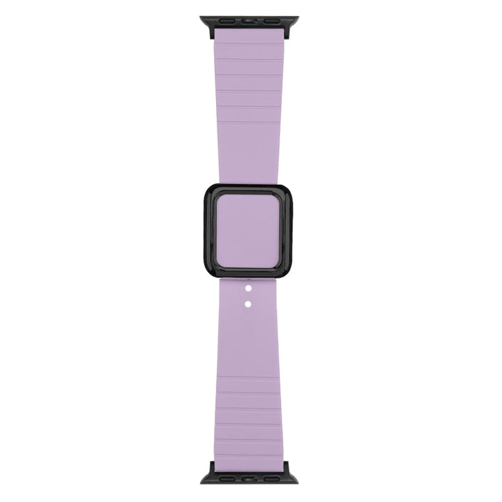 Lisslune | Black square buckle silicone watch band for Apple Watch Series 9&8&7 41mm / SE 3&SE 2&6&SE&5&4 40mm / 3&2&1 38mm (Light purple)