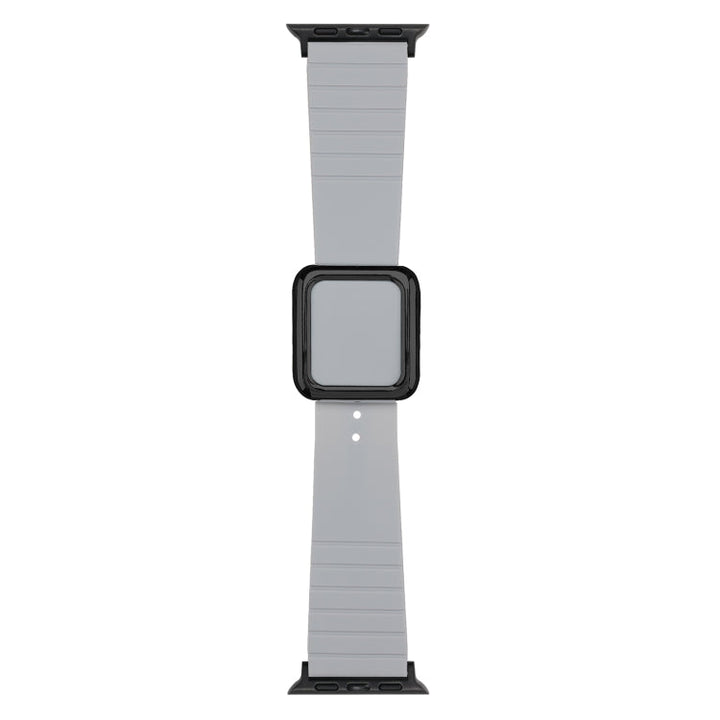 Lisslune | Black square buckle silicone watch band for Apple Watch Series 9&8&7 41mm / SE 3&SE 2&6&SE&5&4 40mm / 3&2&1 38mm (Cloud Grey)