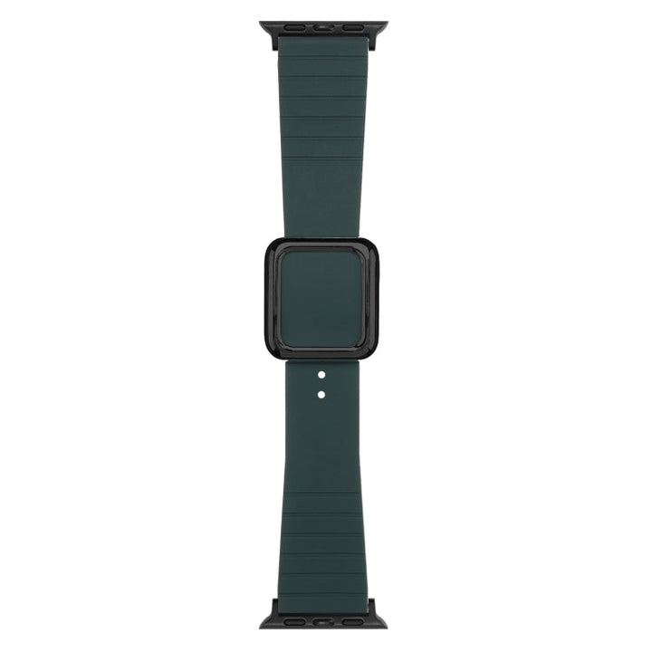 Lisslune | Black square buckle silicone strap for Apple Watch Series 9&8&7 41mm / SE 3&SE 2&6&SE&5&4 40mm / 3&2&1 38mm (Olive green)