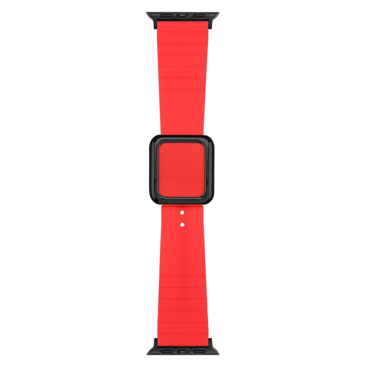 Lisslune | Black square buckle silicone watch strap for Apple Watch Series 9&8&7 41mm / SE 3&SE 2&6&SE&5&4 40mm / 3&2&1 38mm (Red)