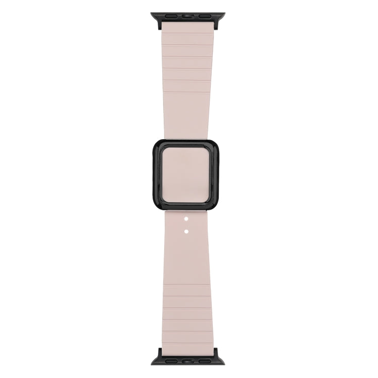 Lisslune | Black Square Buckle Silicone Watch Band for Apple Watch Series 9&8&7 41mm / SE 3&SE 2&6&SE&5&4 40mm / 3&2&1 38mm (Light Pink)