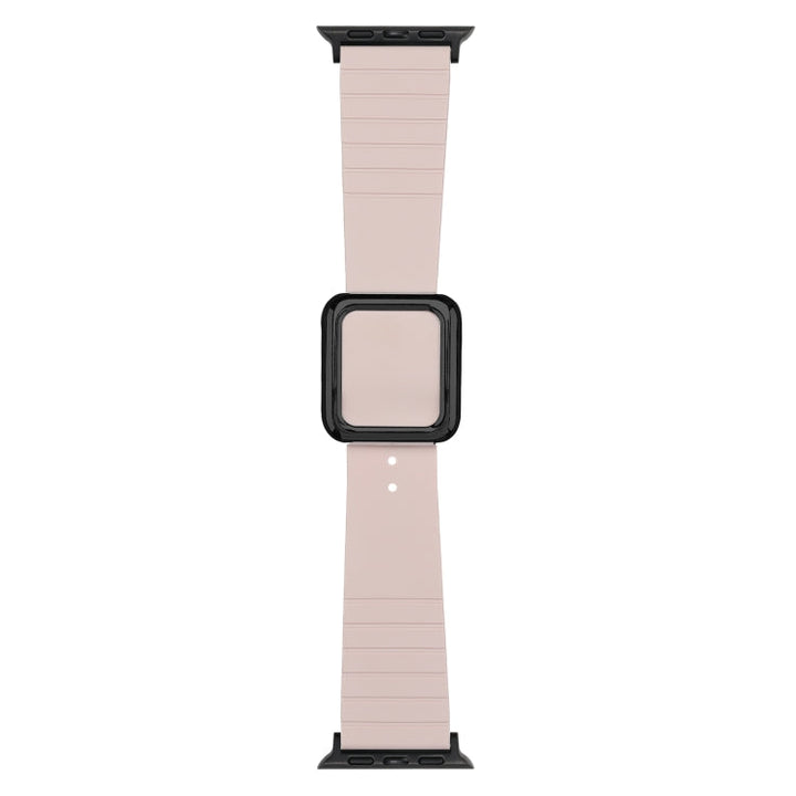 Lisslune | Black Square Buckle Silicone Watch Band for Apple Watch Series 9&8&7 41mm / SE 3&SE 2&6&SE&5&4 40mm / 3&2&1 38mm (Light Pink)