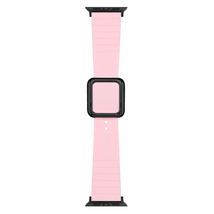 Lisslune | Black Square Buckle Silicone Band for Apple Watch Series 9&8&7 41mm / SE 3&SE 2&6&SE&5&4 40mm / 3&2&1 38mm (Pink)