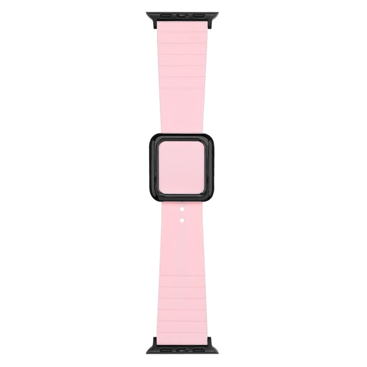 Lisslune | Black Square Buckle Silicone Band for Apple Watch Series 9&8&7 41mm / SE 3&SE 2&6&SE&5&4 40mm / 3&2&1 38mm (Pink)