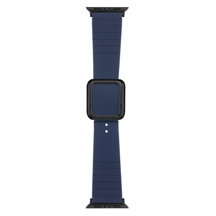 Lisslune | Black Square Buckle Silicone Watch Band for Apple Watch Series 9&8&7 41mm / SE 3&SE 2&6&SE&5&4 40mm / 3&2&1 38mm (Midnight Blue)