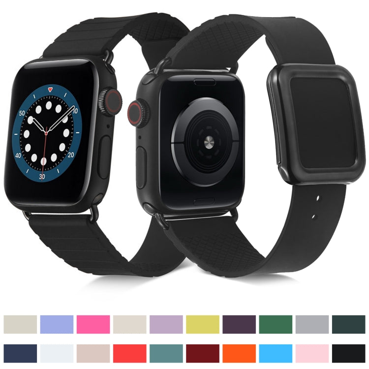 Lisslune | Black Square Buckle Silicone Watch Band for Apple Watch Series 9&8&7 41mm / SE 3&SE 2&6&SE&5&4 40mm / 3&2&1 38mm (Midnight Blue)