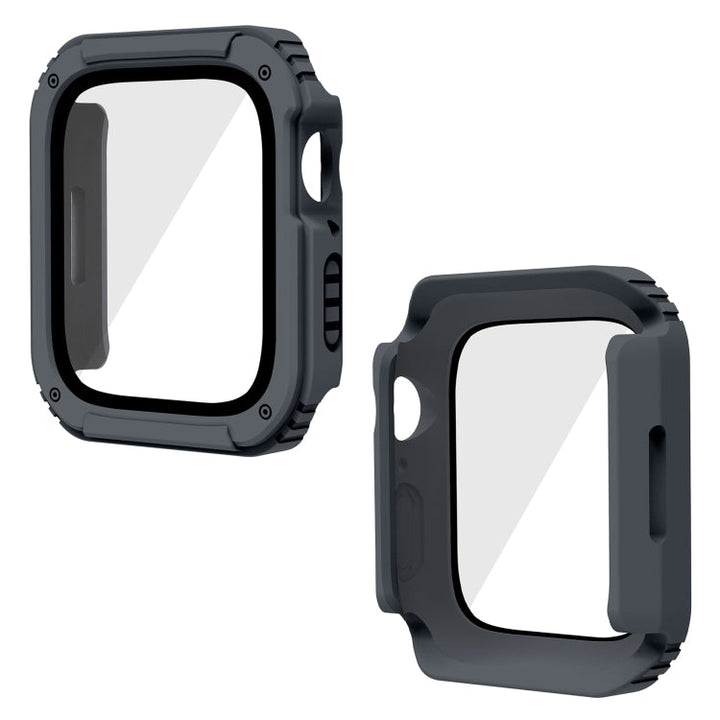 Lisslune | 2 in 1 Screen Tempered Glass Film Protective Case for Apple Watch Series 9 / 8 / 7 41mm (Dark Grey)